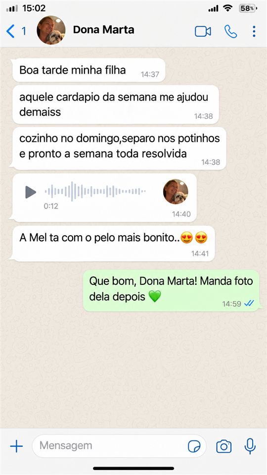 Conversa de cliente no WhatsApp