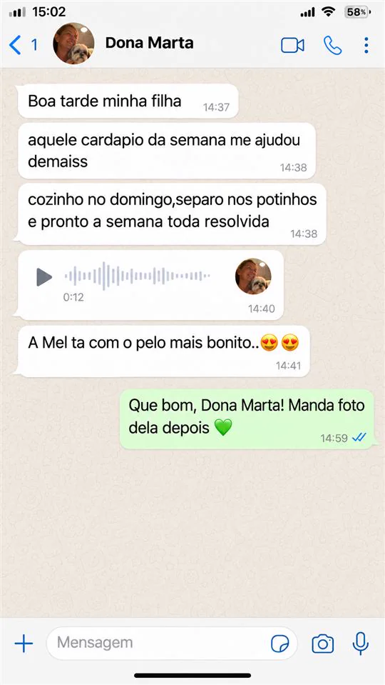 Conversa de cliente no WhatsApp